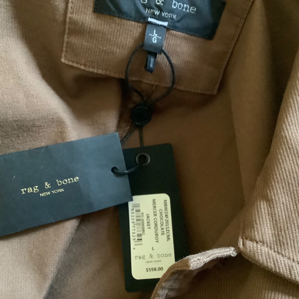 RAG & BONE Mercer Corduroy Barn Jacket Chocolate SZ L - Picture 16 of 16